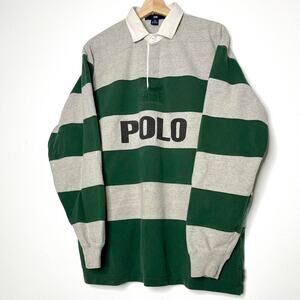 Vintage 90s polo sport striped spell out logo ralph lauren shirt